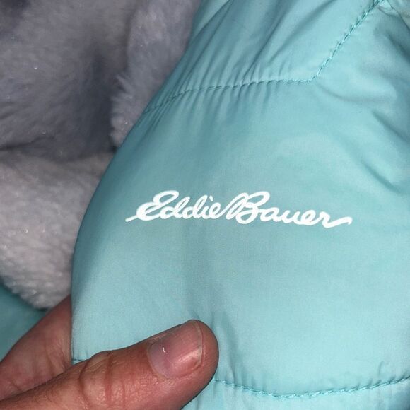 Eddie Bauer Kids ☁️ SOFT Fleece Jacket - reversible Gray and White - Picture 7 of 12